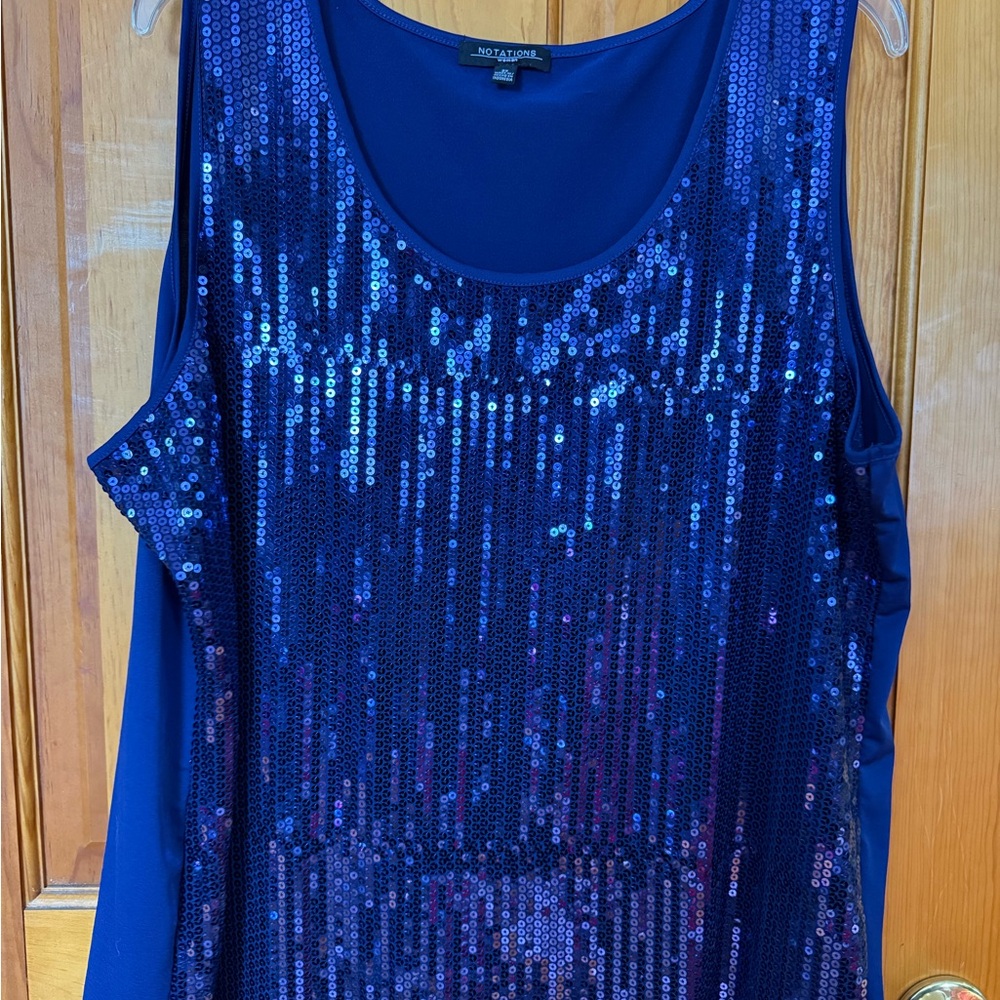 Vintage 2000’s Blue Sequin Sleeveless women’s top